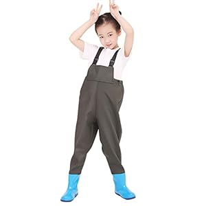 Waders Kleuterschool Openlucht Steltlopers, Strand-/strandspeelwaterbroek Voor Kinderen Met Regenlaarzen, PVC+gebreide Stof (Color : Dark green, Size : 29/1 piece)