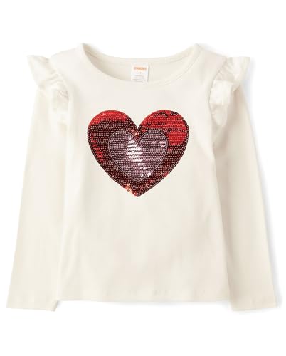 Gymboree,and Toddler Embroidered Graphic Long Sleeve T-Shirts,Soft White Heart,12-18 Months