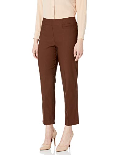 Alfred Dunner Women's Allure Slimming Missy Short Stretch Pants, Brown, 10