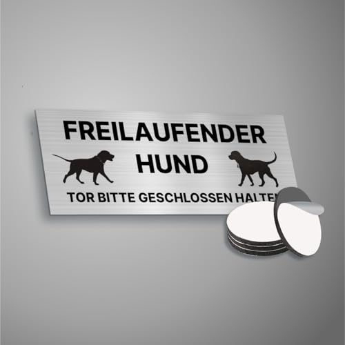 Hinweisschild Freilaufender Hund Tor bitte geschlossen halten 20x8 cm Vorsicht Hund