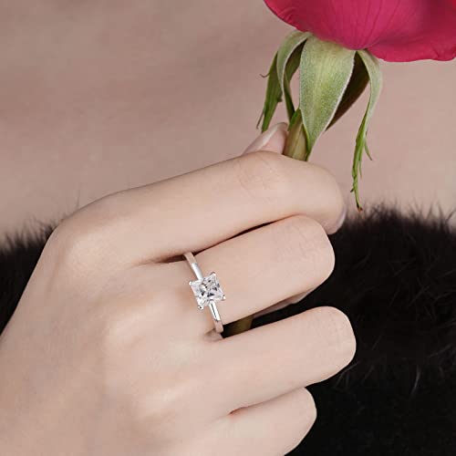 SHELOVES Solitaire Princess Cut Cubic Zirconia Wedding Engagement Rings for Women 925 Sterling Silver Sz 5-104