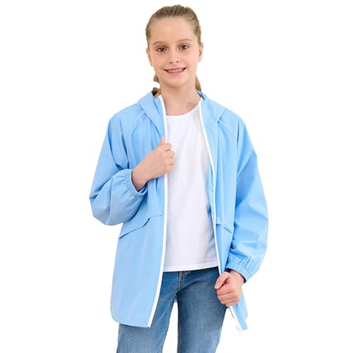Image of MODAFANS Boys Girls Rain Jacket Waterproof lined Hooded RainCoats Windbreaker