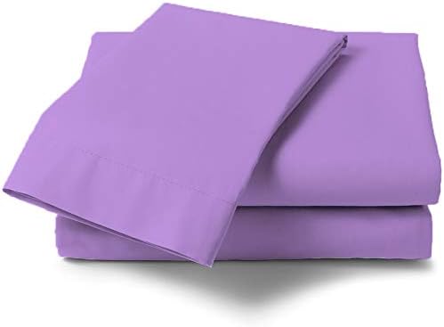 Rohi Bedding Fitted Sheet & Pillowcase Set  16/40cm Deep Pocket Percale Polycotton Bed Sheets, Breathable, Extra Soft and Comfortable - Double, Lilac