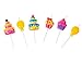 Jacent Decorative Birthday Candle Cake Toppers - Balloon, Cupcake and 3-Tiered Cake, 6 Count