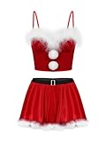 Yihuimin Woman's Velvet Santa Claus Lingerie Outfits 2 Piece Xmas Christmas Dress Mrs Sweetie Costume Red Large