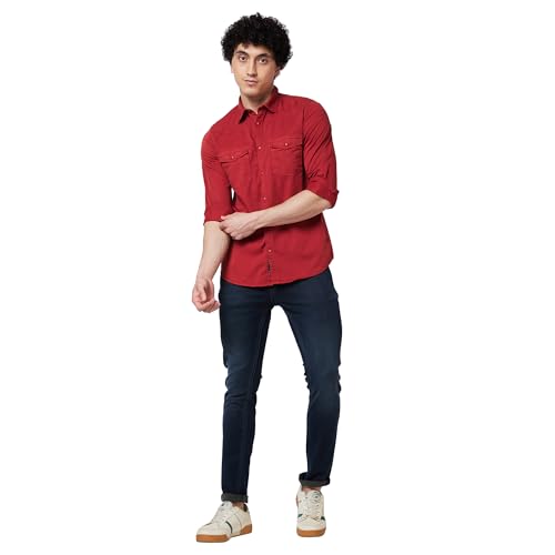 Image of Spykar Men's Regular Fit N /A Full Sleeve Solid Casual Shirts