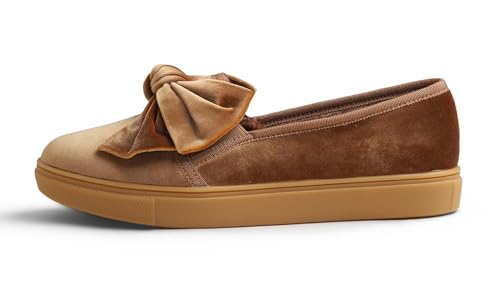 Image of FEVERSOLE Women's Casual Slip On Sneaker Fashion Bow Tie Loafer Flats