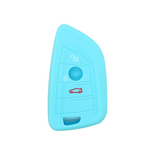 BROVACS Silicone Cover Protector Case Holder Skin Jacket Compatible with BMW X5 X6 X1 5 7 Series 3 Button Smart Remote Key Fob CV9906 Light Blue - Image 2