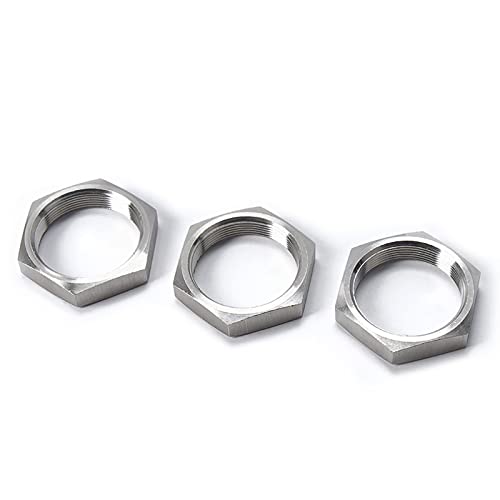 Set of 5 Hex Lock Nuts (M8 to M30, Metric Female, 304 Stainless Steel) for Pipe Fittings.(M40x1.5mm(S48 H6))
