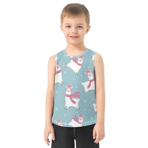 J JOYSAY Christmas Llama Snowflakes Boys Tank Top Sleeveless Muscle Shirts Quick Dry Workout Active Sport Kids T-Shirts 3-15T2