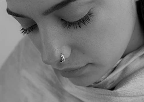 Alagia Unique 925 Sterling Silver Hoop Piercing, Indian Tribal Flowers Ring Piercing, 16G/ 20G, 8Mm, Fits Cartilage, Helix, Daith, Rook, Tragus, Handmade Body Jewelry By Alagia thumb #6