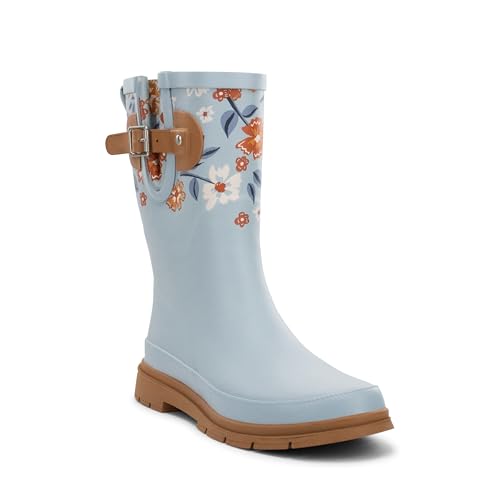 Image of Western Chief Women's Waterproof Mid Rain Boots | Ladies pull on mid rain boots with adjustable buckle, cushioned insole, and rubber outsole for wet weather and outdoor wear.