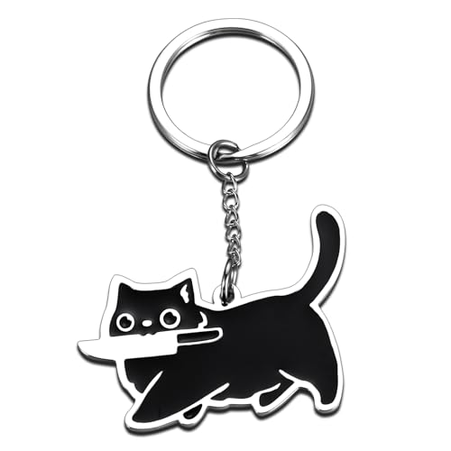 Llavero de gato, bonito llavero, regalos de elefante blanco para adultos, divertidos, rellenos de calcetines para mujeres, cosas geniales, regalos de mujer para Navidad, regalos de gato negro, regalos