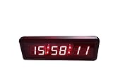 AZOOU 1.5" 6 Digits LED Wall Clock LED Digital Timer Countdown and up By Ir Remote Control Red Color