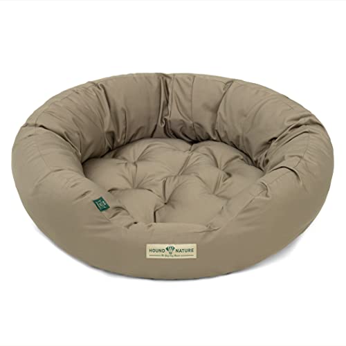Hound & Nature Öko Hundebett St. Moritz - rund, kuschelig und waschbar, Donut Hundekorb für mittlere Hunde (M - 77x70 cm - Taupe) Cover