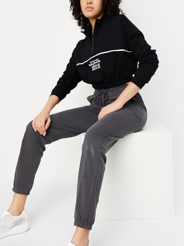 Image of Max Women Mid Rise Solid Sports Joggers