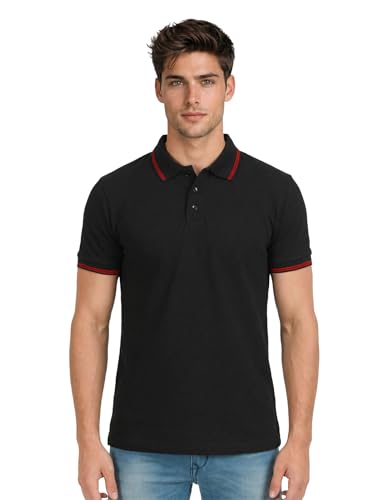 Image of AWG ALL WEATHER GEAR Rich Cotton Polo T-Shirt | Half Sleeve Classic Fit | Soft Breathable Solid Tee | Casual & Office Wear | Comfortable Everyday Cotton Polo | Mens Tshirts