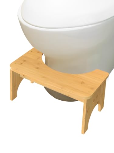 MAGIC SELECT Taburete de Baño para Inodoro. Reposapies Fisiológico para Adultos. Banco para Inodoro de Madera con Almohadillas Antideslizantes.