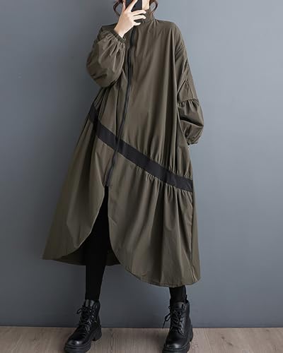 Manteau Femme à Fermeture Éclair et Ourlet Fendu Vêtement d'extérieur ellazhu