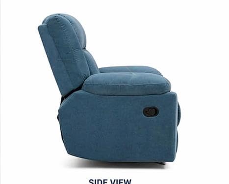 Image of Premium Velvet Manual Recliner Chair - 1 Seater with Extended Footrest and Ergonomic Lumbar Support (Blue)