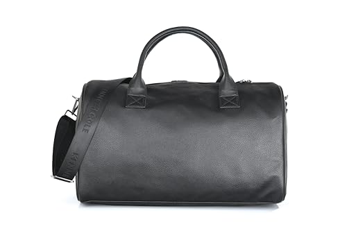 Image of Kenneth Cole Unisex Travel 30L Duffle Bag | Durable PU Vegan Leather | Detachable Adjustable Strap & Sturdy Stitching | Spacious & Stylish Travel, Gym, Weekend Bag for Men & Women | Black