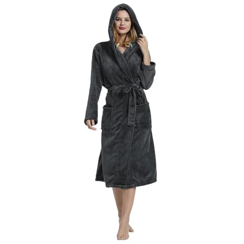 Image of HEARTNICE Womens Hooded Fleece Robe, Soft Bathrobe for Womens, Cute Long House Coat