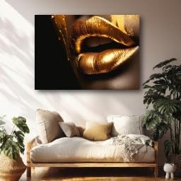 Tableau sur toile Lèvres dorées décoration esthétique chic pour inspirer votre intérieur
