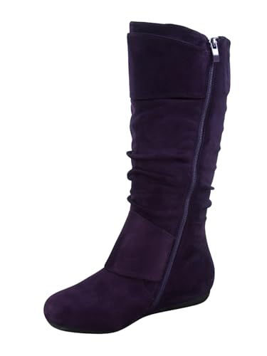 TZ Zone-38 Women's Closed Round Toe Flat Heel Buckle Slouchy Mid-Calf Casual Boots4