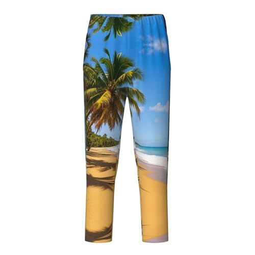 Pajama Pants Pajama Bottoms with Elastic Waistband Sleepwear Lounge PantsBeach Palm Trees Print