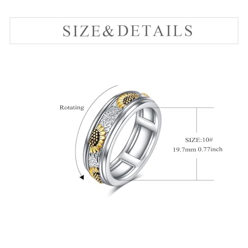 POPLYKE Sterling Silver Anxiety Spinner Rings Rotatable Mood Rings for Women Relieve Stress Gift4
