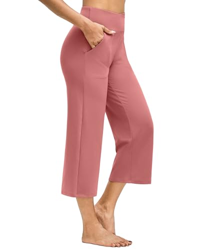 Image of G4Free Capri Pants for Women Wide Leg Yoga Dress Capris with Pockets Cross Loose Casual Work Crop Pants