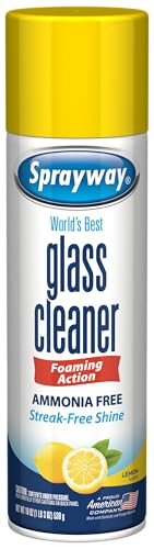 Image of Sprayway Glass Cleaner Lemon Scent Foaming Aerosol Spray, 19oz, Pack of 6 | Ammonia-Free, Streakless, Fast-Acting | Cleans & Polishes Glass Surfaces | Removes Fingerprints, Dust, Dirt, Smoke Film
