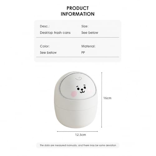 Image of Cortina Corton Design Plastic Small Tabletop Dustbin, Small Waste Bin for Study Table, Office Desk, Bathroom, Kitchen Sink & Washroom (White)