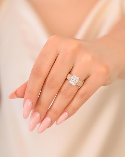 Rinfit Silicone Ring with Stone, Emerald Cut CZ - Nude/RG, Size 8 - image 3