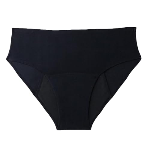 GJXWD De Talle Alto Bragas Menstruales Mujer Ropa Interior para La Incontinencia Algodón Suave Y Cómodo A Prueba de Fugas Flujo AbundanteBlack,L