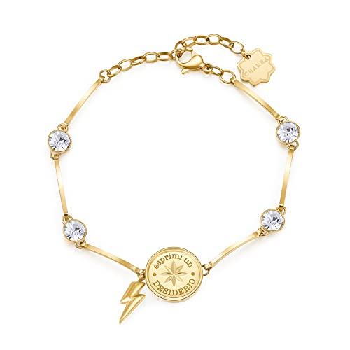 Brosway Bracciale Donna, Bracciale Rigido in Acciaio e Cristalli con Simbolo Rosa Dei Venti | Collezione Chakra - BHKB042