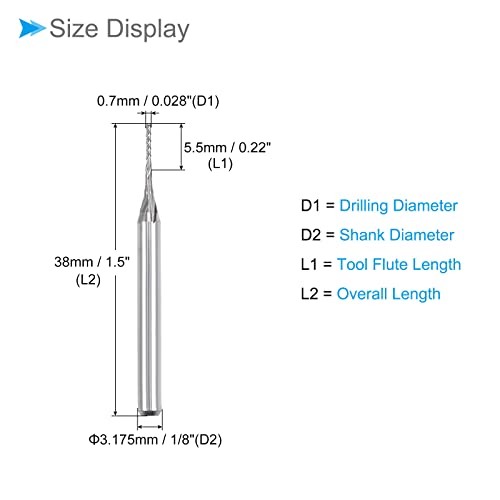Image of Carbide End Mill Engraving Milling Bits, 0.7mm Bit Dia. 1 /8 inch Shank, CNC Cutting Router Bits Tool - (Applications: for PCB Machine), 10-Pieces