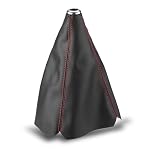 Shifter Boot Universal, PU Leather Shift Boot Retainer Stick Shift Sleeve Gear Shifter Boot Gear Gaiter Cover Black Bright Red Stitch