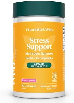 Charlotte's Web Stress Support Mushroom Gummies w/Reishi, Ashwaga...
