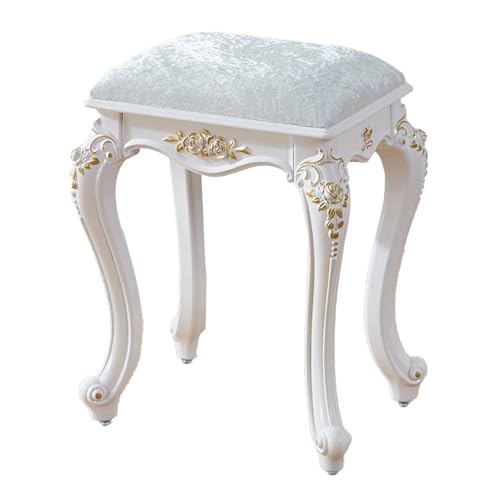 Sgabello rettangolare in stile europeo, panca da trucco dorata con gambe in acciaio plastica, seduta imbottita per pianoforte per camera da letto e bagno, sedia da trucco di lusso, design elegante