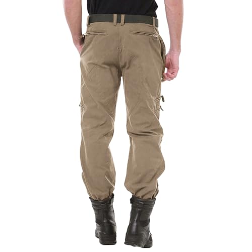 Image of CRYSULLY Men's Cotton Multi-Pockets Work Pants Tactical Outdoor Military Army Cargo Pants (No Belt)