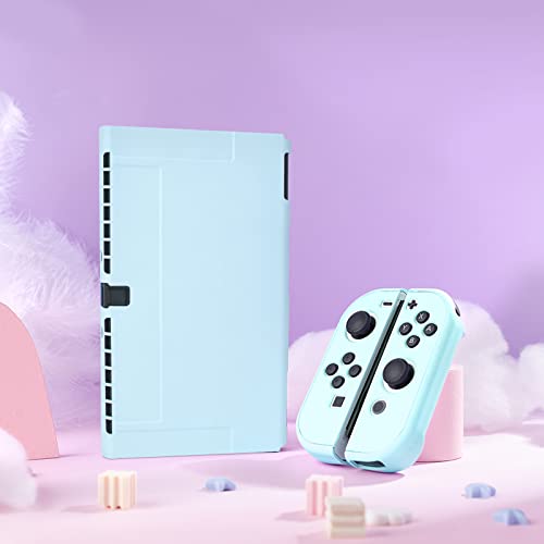 DLseego Switch OLED Protective Case Dockable Hard Shell Anti-Scratch Cover Joycon Accessory Skin With 6PCS Thumb Grips Caps and 2Pc Screen Protectors -- Blue