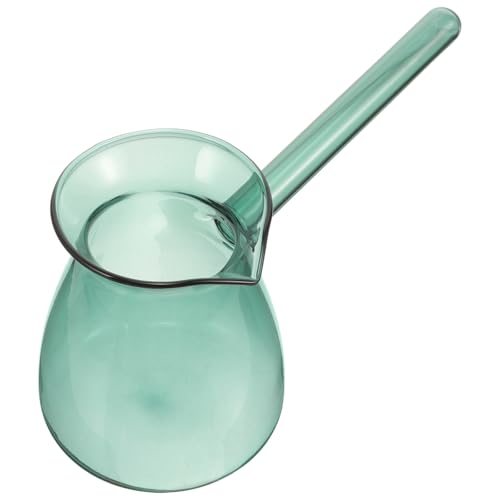 Toyvian Cafetera de Vidrio de Borosilicato 450 Ml Color Verde Lago con Asa Lateral Multifunción para Café, Leche y Té, Tetera Tradicional Turca Resistente y Fácil de Limpiar para Cocina