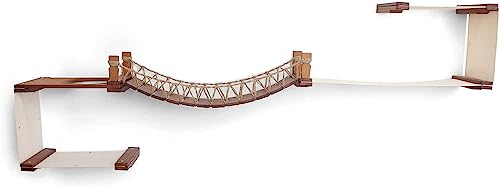 Catastrophic Creations Canyon Cat Condo – Cat Tower for Indoor Cats w/ 3 Canvas Cat Hammocks & 1 Cat Bridge – Wall Mounted Cat Tree for Indoor Cats – Sturdy Bamboo Cat Wall Furniture