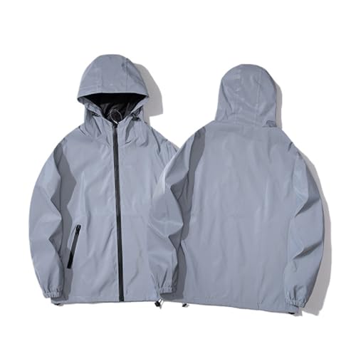 Singular-Point jacke damen,Damen Radsportjacke wasserdicht atmungsaktiv High-Vis reflektierende Silber Night Glow,Grau 2,XXL