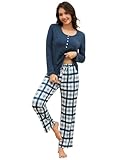 Pijamas para Mujer 2 Piezas - Conjunto de Algodón Ultra Suave y Transpirable con, Camiseta de Manga Larga con Botones +...