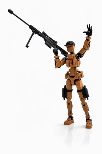Image of Military Soldier Dummy 13 Robot Action Figure with Weapons, Brown and Black, 5.25 Inch, Articulated Joints, Plastic, Modern Robot Theme