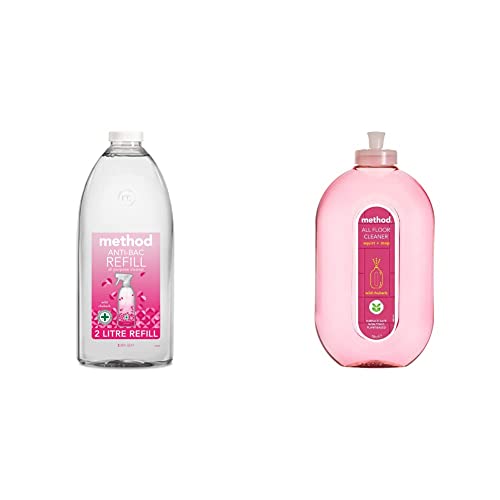 Method Antibacterial Spray Refill, All Purpose Cleaner, Wild Rhubarb, 2L & Floor Cleaner, Wild Rhubarb, 739 ml
