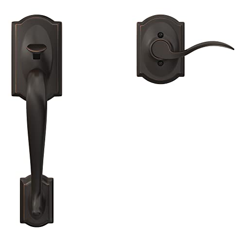 Schlage Fe285 Cam 716 Acc Lh Camelot Front Entry Handleset With Left-Handed Accent Lever, Lower Half Grip, Aged Bronze #TOP2