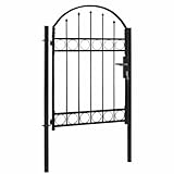 vidaXL Zauntor mit gewölbter Oberseite Stahl 104 x 125 cm Schwarz